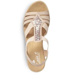 Rieker Women'S Wedge Sandals Old Pink