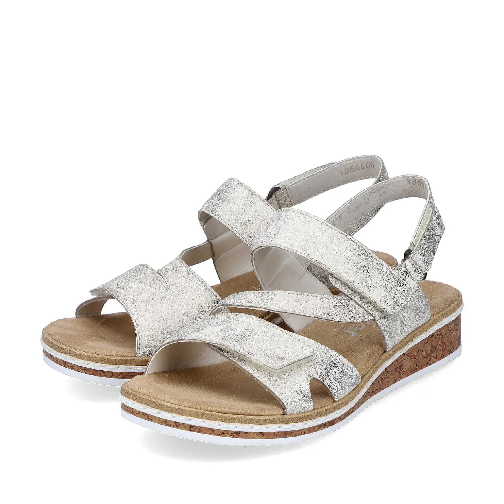 Rieker Women'S Wedge Sandals Silver Metallic