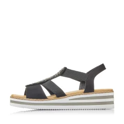 Rieker Women'S Wedge Sandals Jet Black