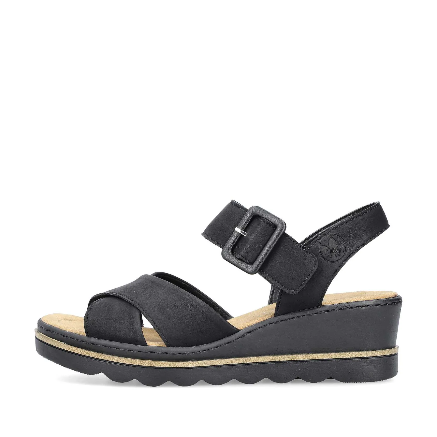 Rieker Women'S Wedge Sandals Jet Black