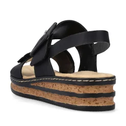 Rieker Women'S Wedge Sandals Jet Black
