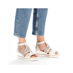 Rieker Women'S Wedge Sandals Silver-Platinum-Metallic