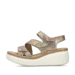 Rieker Women'S Wedge Sandals Multi-Bronze Metallic