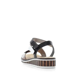 Rieker Women'S Wedge Sandals Nougat Brown-Black-White