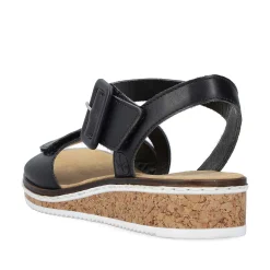 Rieker Women'S Wedge Sandals Matt Black
