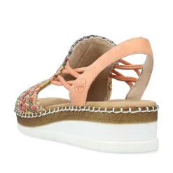 Rieker Women'S Wedge Sandals In Multi-Salmon Colors