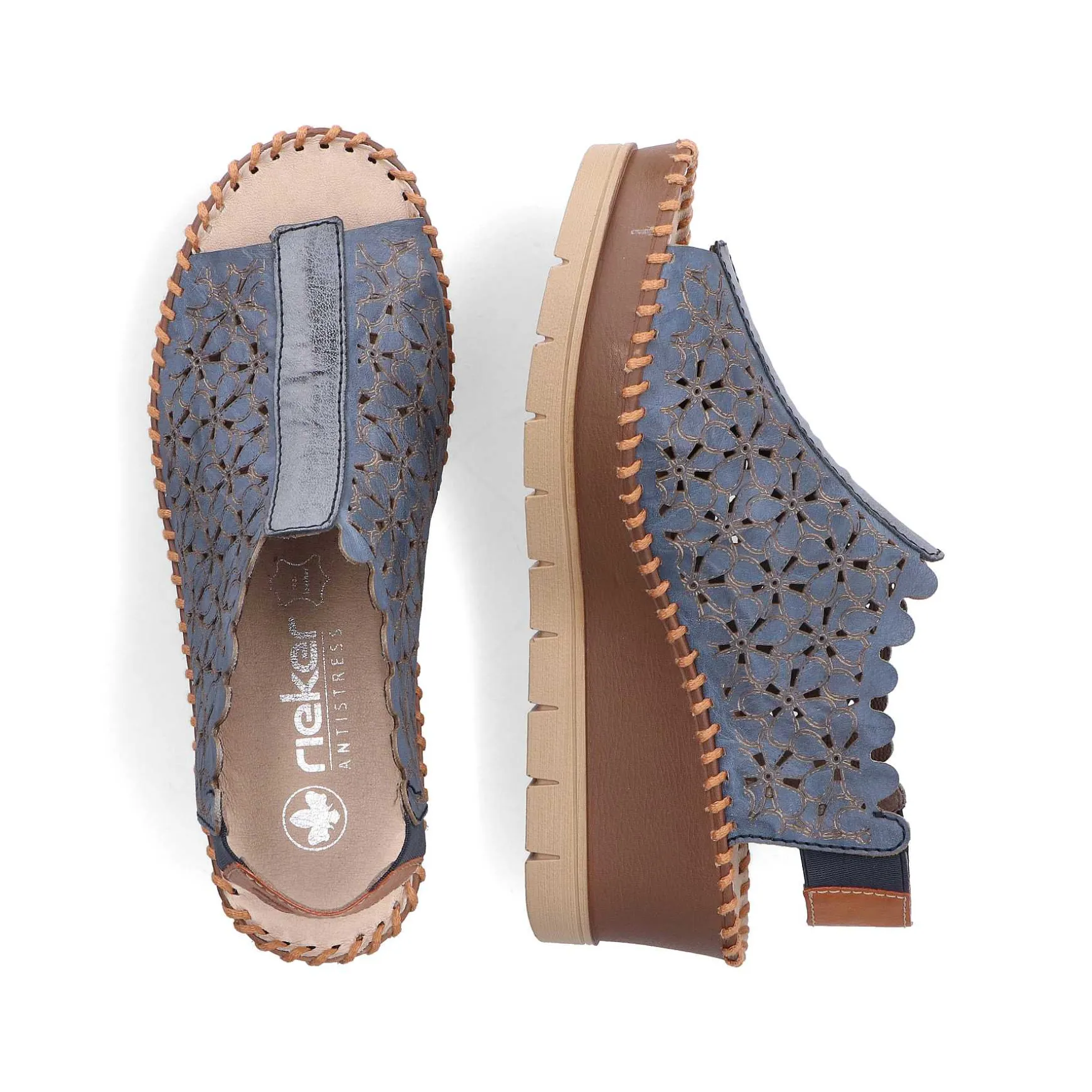 Rieker Women'S Wedge Sandals Slate Blue