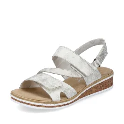Rieker Women'S Wedge Sandals Silver Metallic