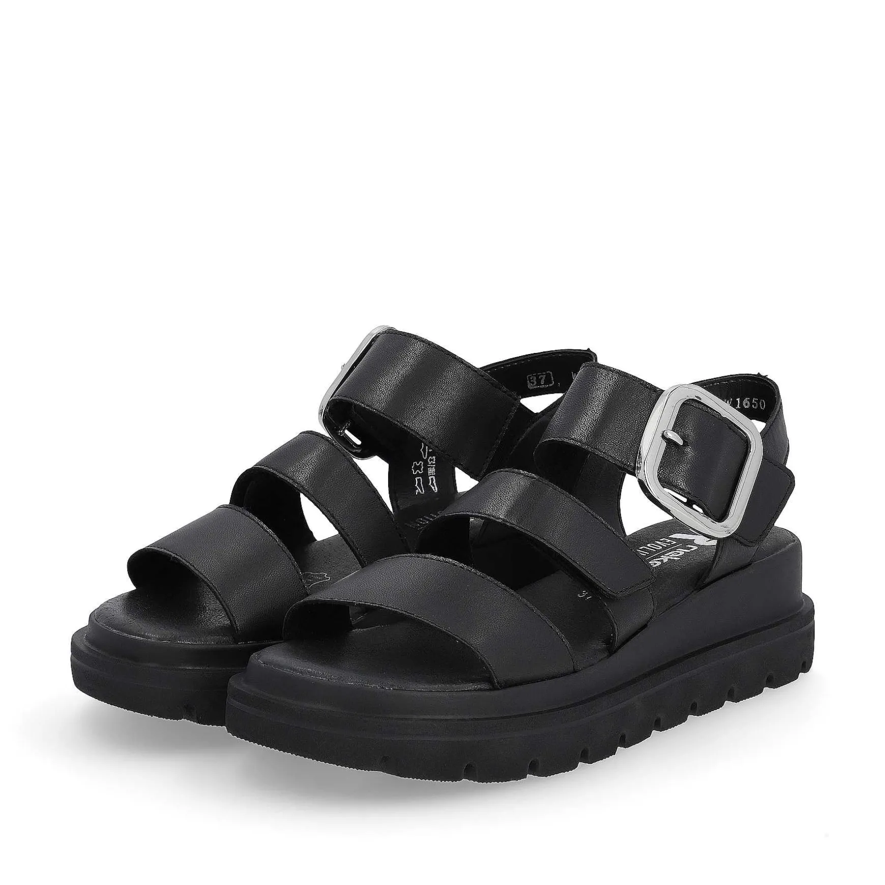 Rieker Women'S Wedge Sandals Midnight Black
