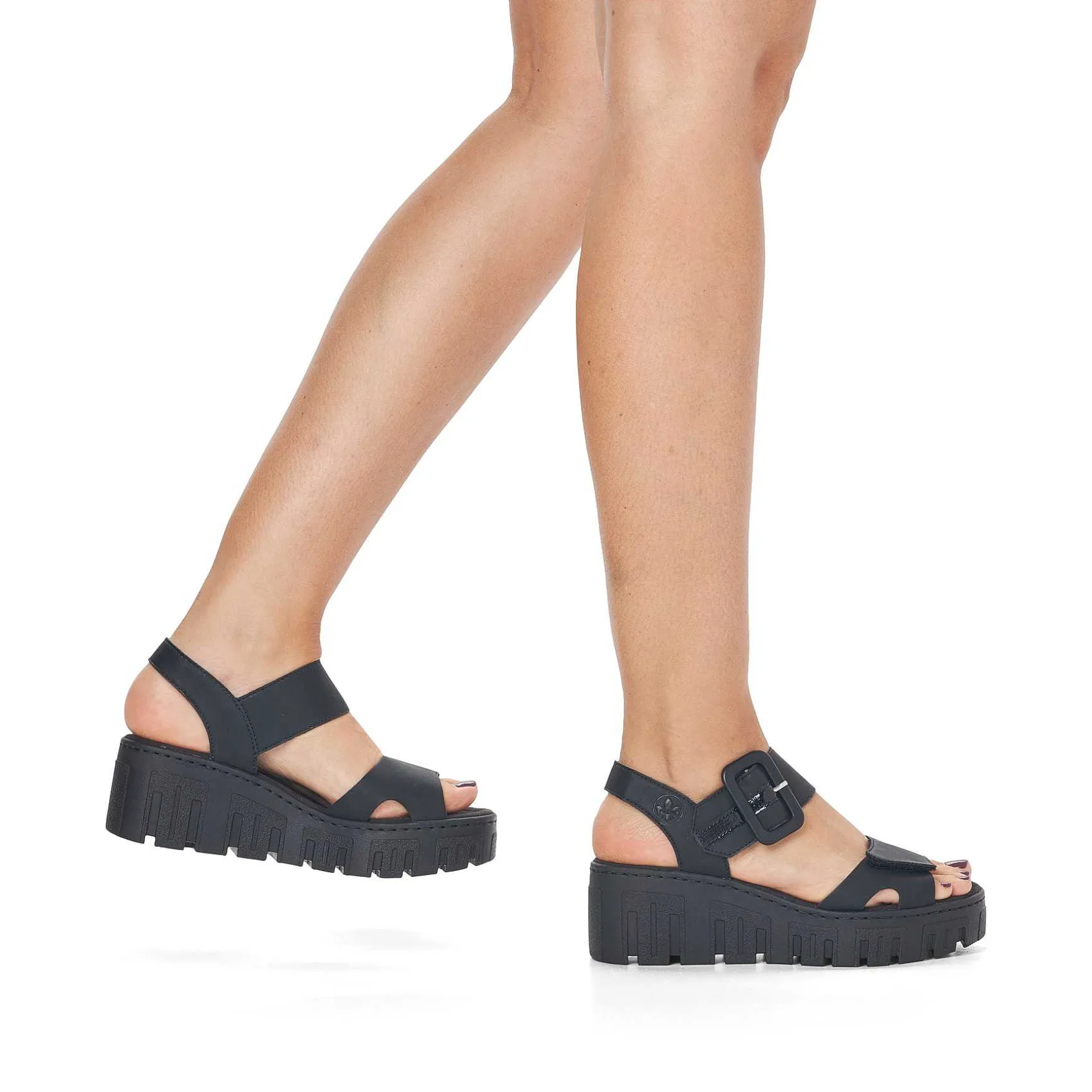 Rieker Women'S Wedge Sandals Jet Black