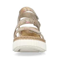 Rieker Women'S Wedge Sandals Multi-Bronze Metallic