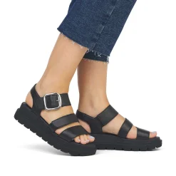 Rieker Women'S Wedge Sandals Midnight Black