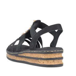 Rieker Women'S Wedge Sandals Midnight Black
