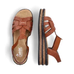 Rieker Women'S Wedge Sandals Chestnut Brown