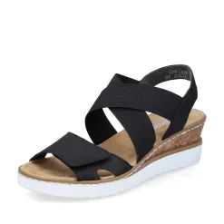 Rieker Women'S Wedge Sandals Jet Black