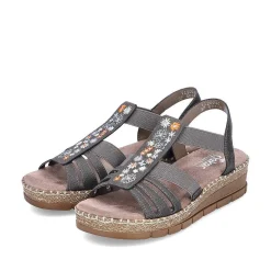 Rieker Women'S Wedge Sandals Asphalt Gray