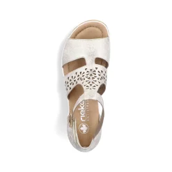 Rieker Women'S Wedge Sandals Silver-Platinum-Metallic