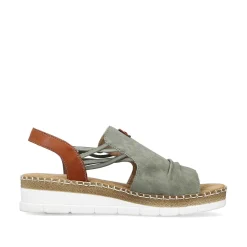 Rieker Women'S Wedge Sandals Khaki Green