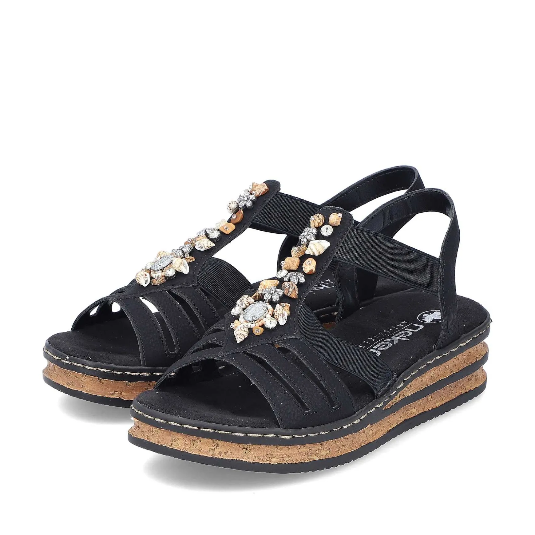 Rieker Women'S Wedge Sandals Midnight Black