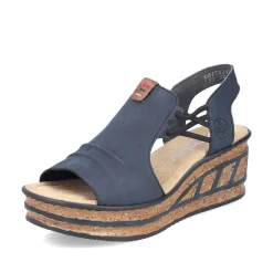 Rieker Women'S Wedge Sandals Steel Blue