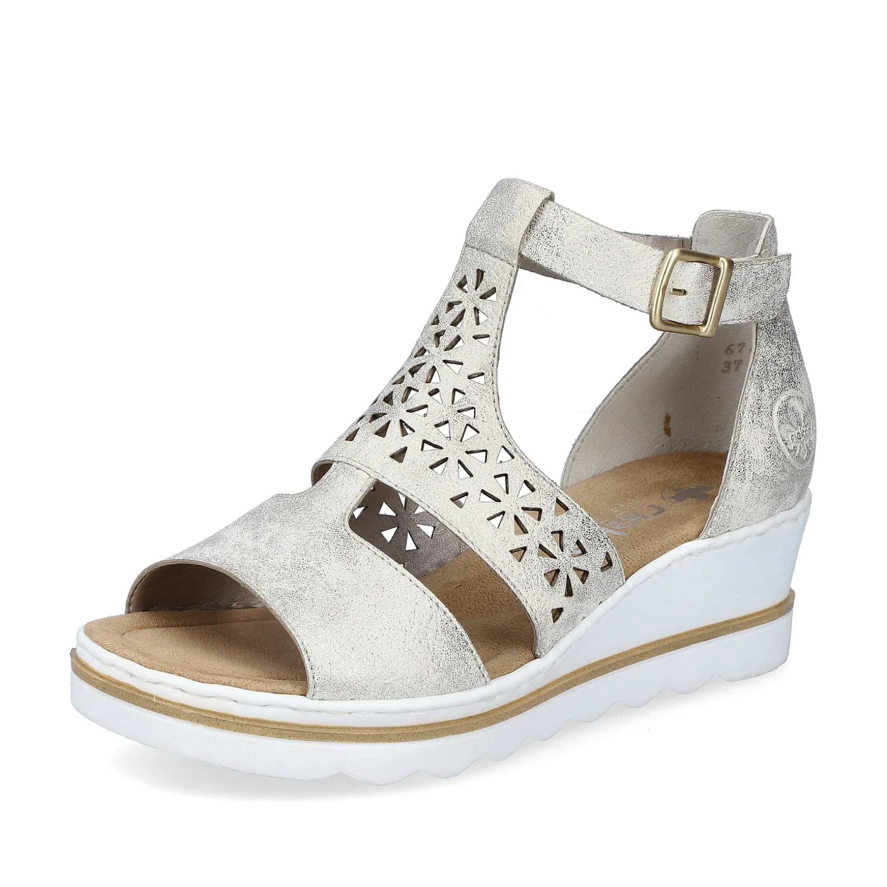 Rieker Women'S Wedge Sandals Silver-Platinum-Metallic