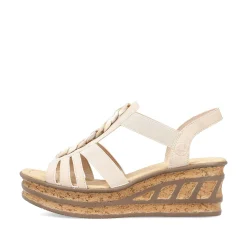 Rieker Women'S Wedge Sandals Cream Beige