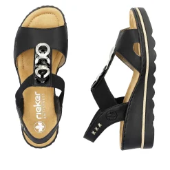 Rieker Women'S Wedge Sandals Jet Black