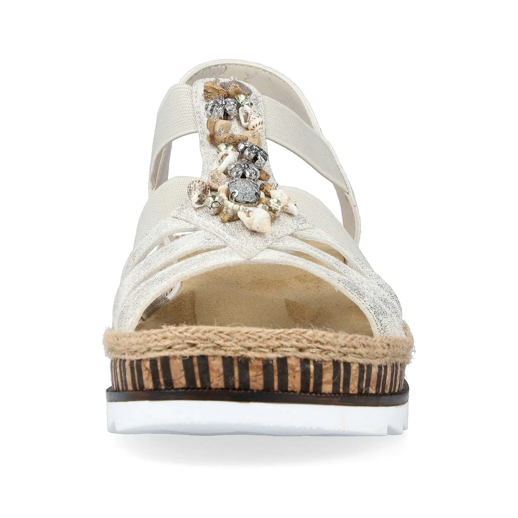 Rieker Women'S Wedge Sandals Beige Metallic