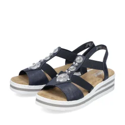 Rieker Women'S Wedge Sandals Navy Blue