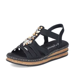 Rieker Women'S Wedge Sandals Midnight Black