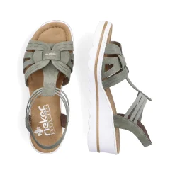 Rieker Women'S Wedge Sandals Khaki Green