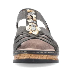 Rieker Women'S Wedge Sandals Brown Gray