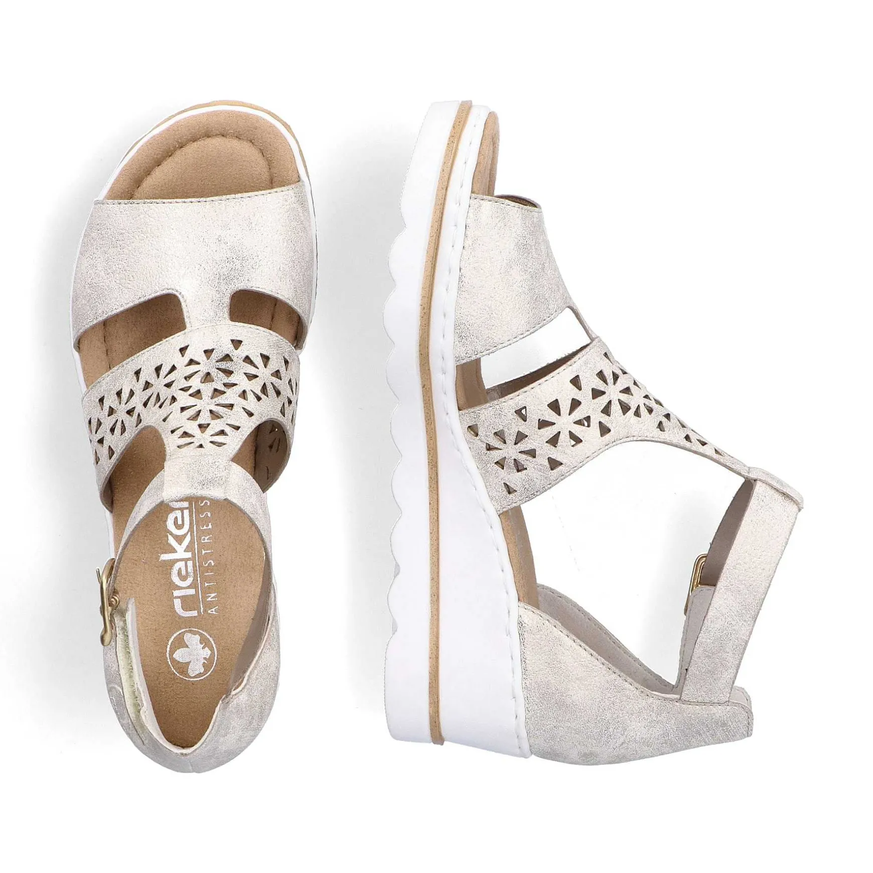 Rieker Women'S Wedge Sandals Silver-Platinum-Metallic