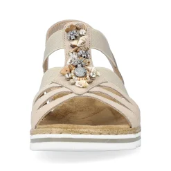 Rieker Women'S Wedge Sandals Cream Beige