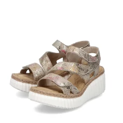 Rieker Women'S Wedge Sandals Multi-Bronze Metallic