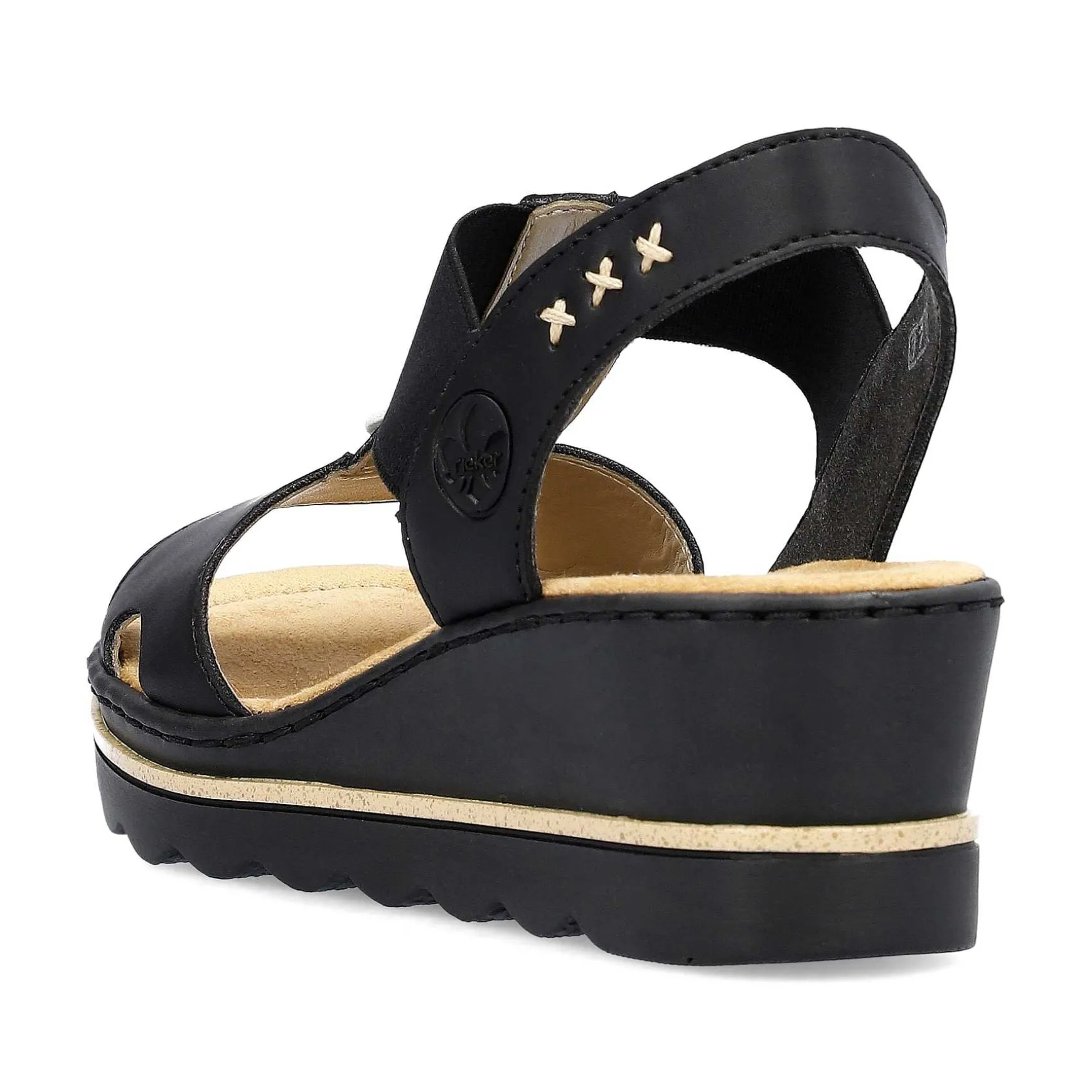 Rieker Women'S Wedge Sandals Jet Black