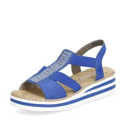 Rieker Women'S Wedge Sandals Royal Blue