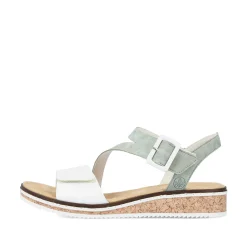 Rieker Women'S Wedge Sandals Mint Green-Pearl White