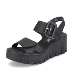 Rieker Women'S Wedge Sandals Jet Black