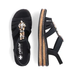 Rieker Women'S Wedge Sandals Midnight Black