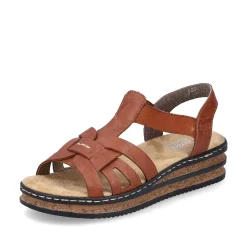 Rieker Women'S Wedge Sandals Chestnut Brown
