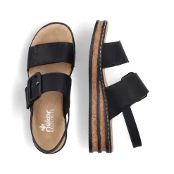 Rieker Women'S Wedge Sandals Jet Black