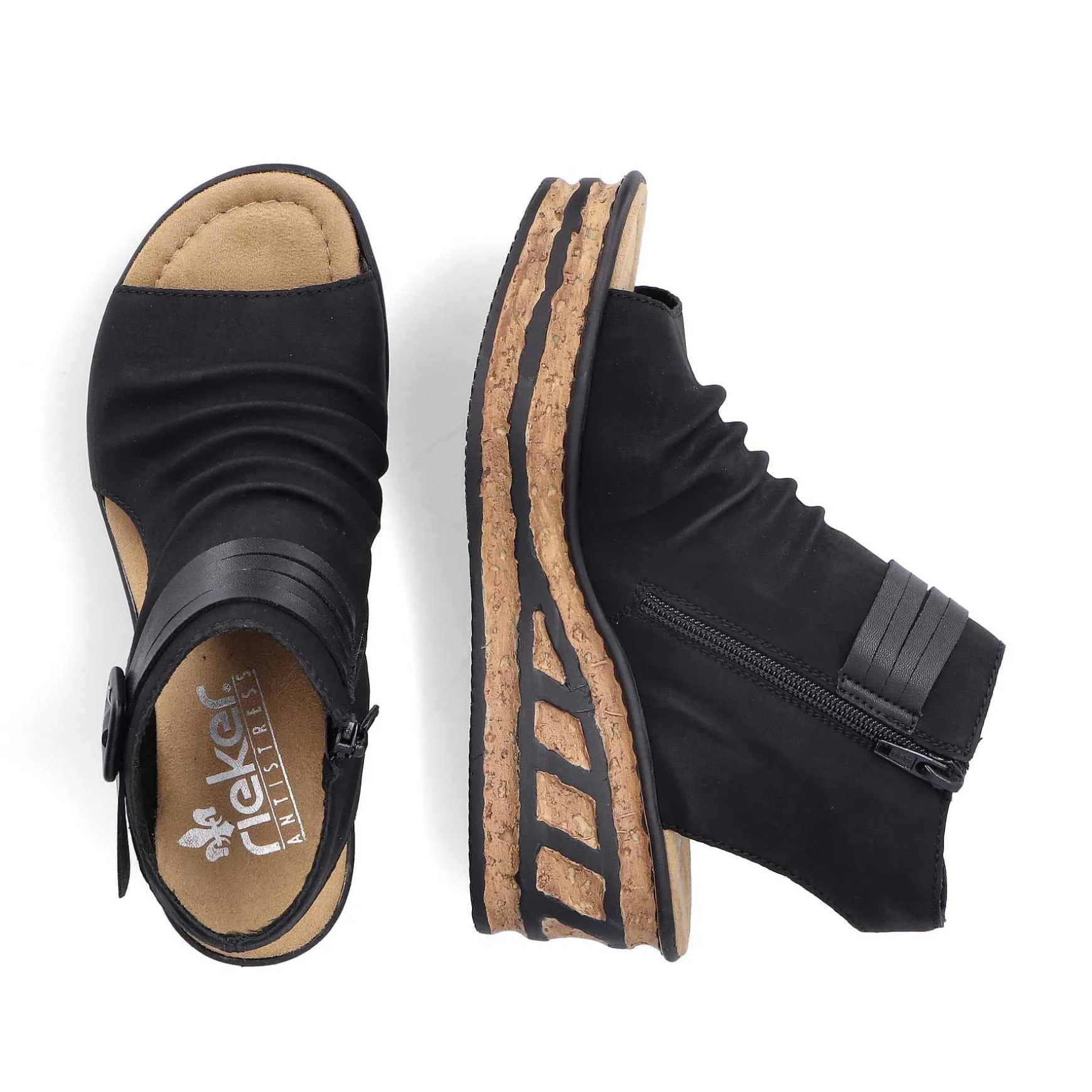 Rieker Women'S Wedge Sandals Night Black