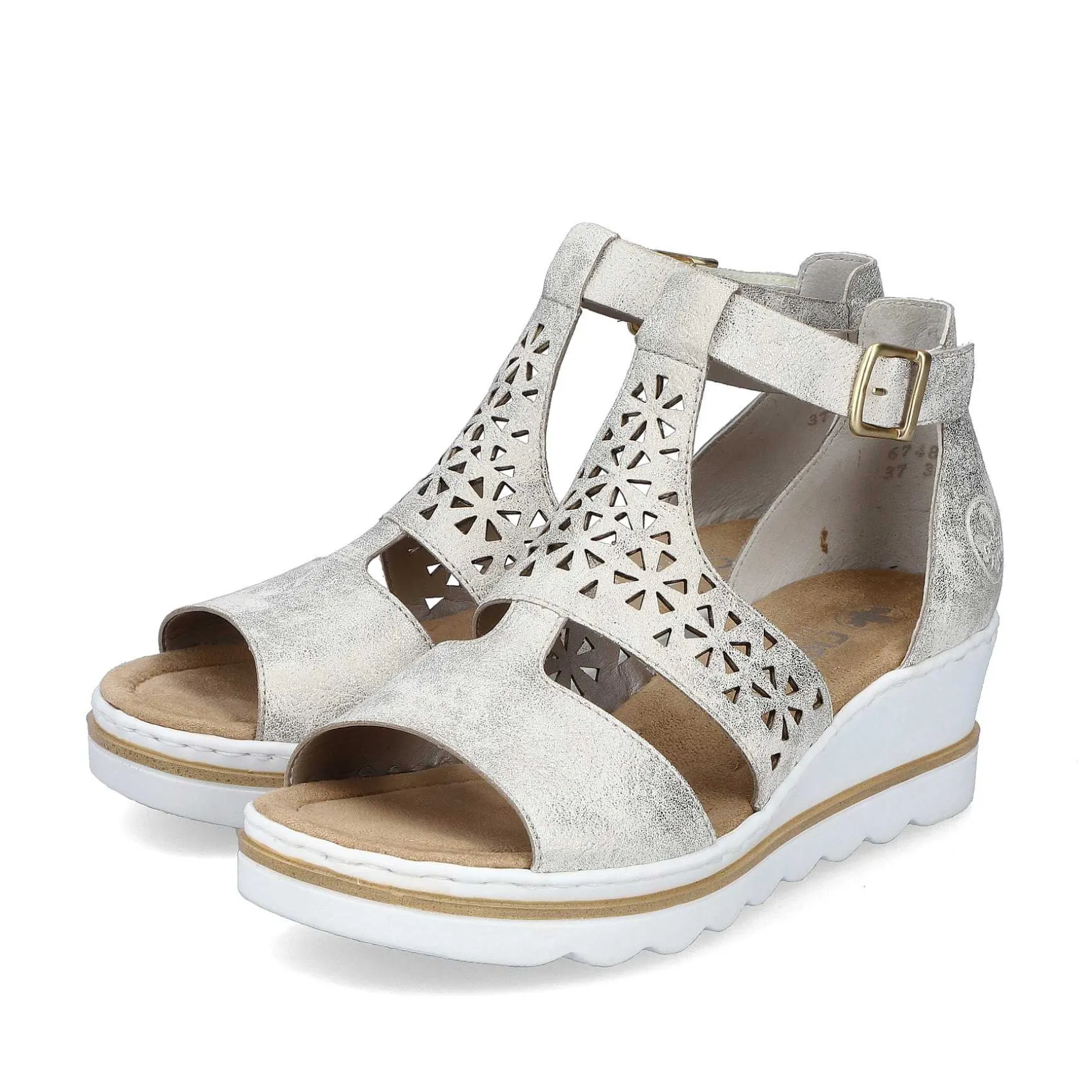 Rieker Women'S Wedge Sandals Silver-Platinum-Metallic