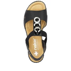 Rieker Women'S Wedge Sandals Jet Black