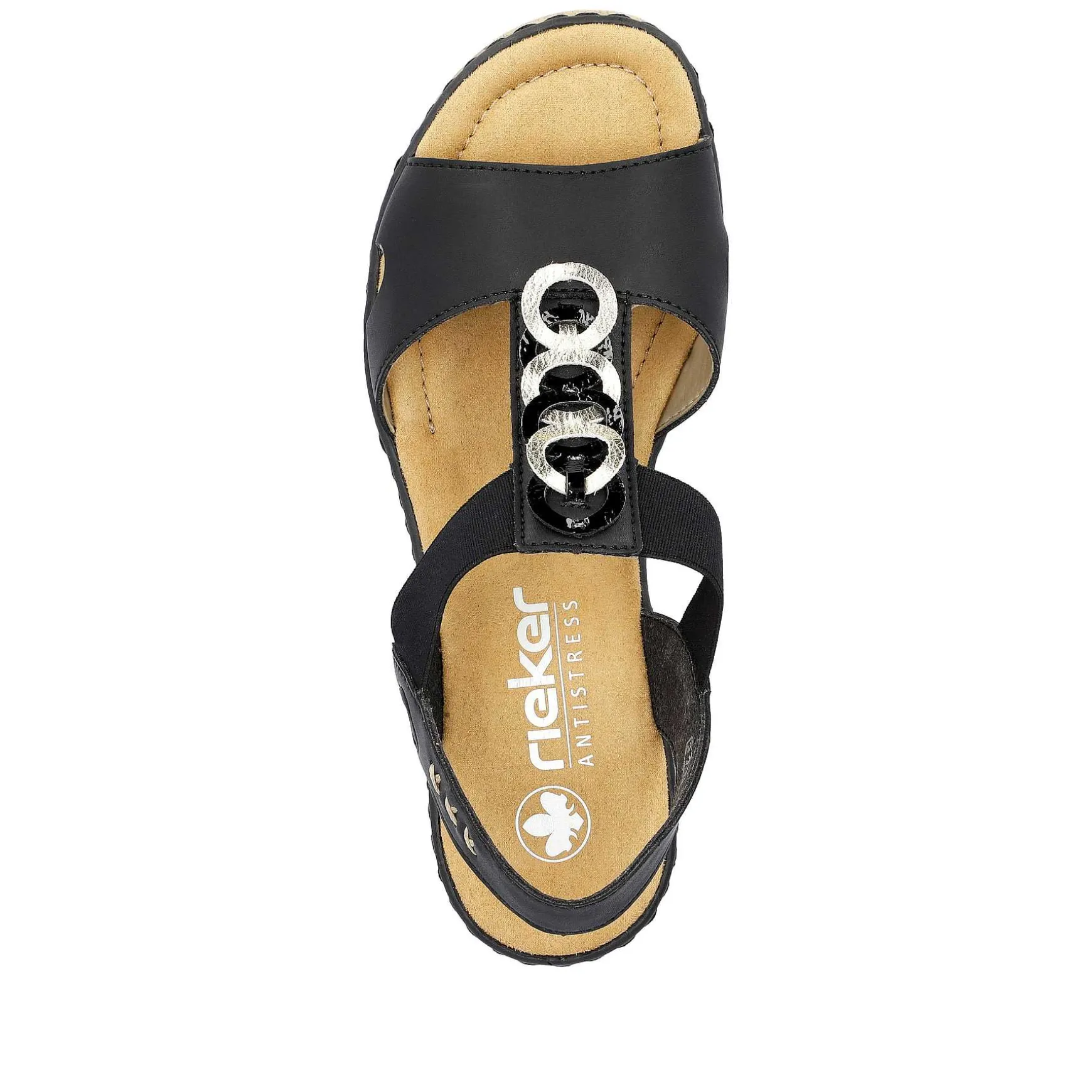 Rieker Women'S Wedge Sandals Jet Black