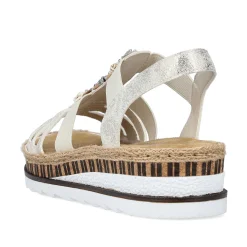 Rieker Women'S Wedge Sandals Beige Metallic