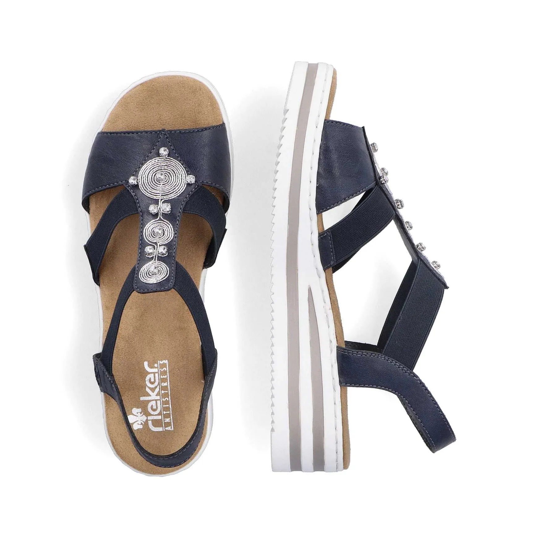 Rieker Women'S Wedge Sandals Navy Blue
