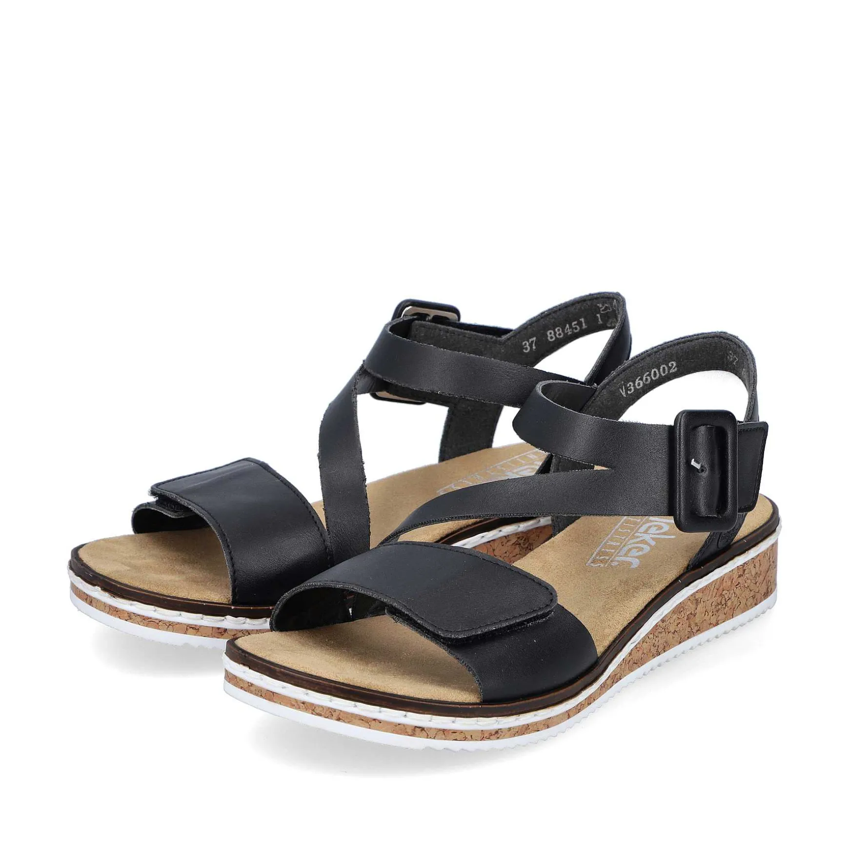 Rieker Women'S Wedge Sandals Matt Black